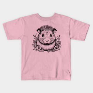 Guinea Pig or Hamster with Floral Crown Kids T-Shirt